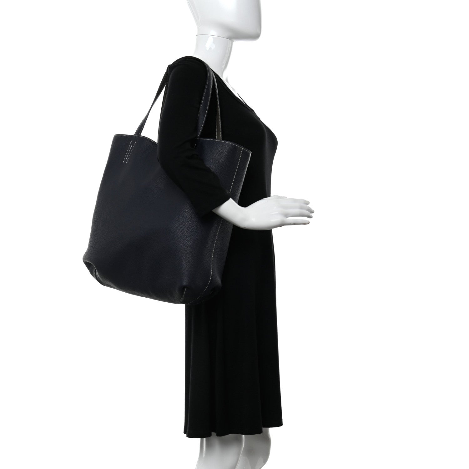 Hermes Taurillon Clemence Double Sens 45 Reversible Tote Bleu Nuit Etain 2 of 16