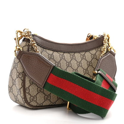Gucci GG Supreme Monogram Textured Dollar Calfskin Web Small Ophidia GG Handbag Beige Ebony New Acero 3 of 10