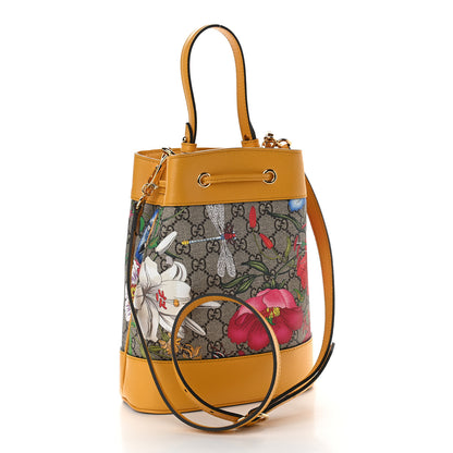 Gucci GG Supreme Monogram Flora Small Ophidia Bucket Bag Beige Multicolor Crop 3 of 9