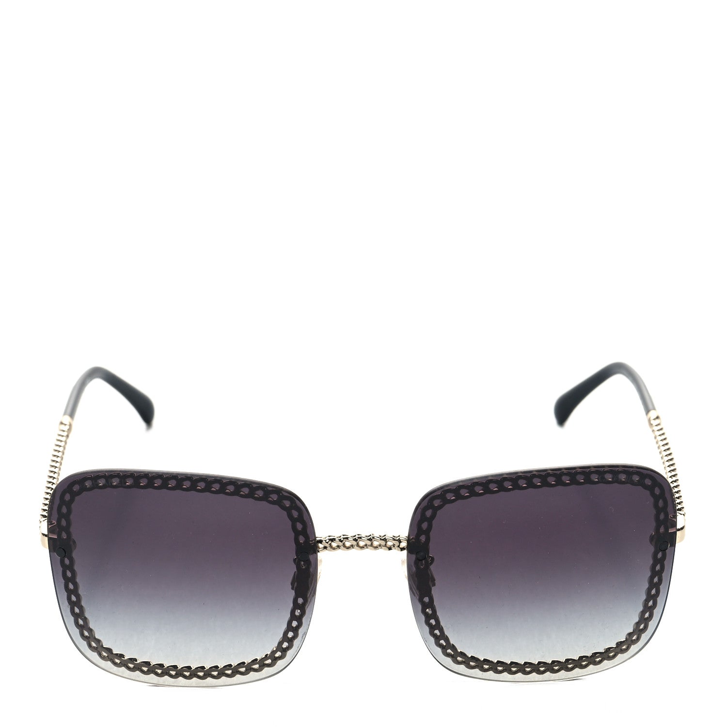 Chanel Metal Removable Chain Square Sunglasses 4244 Black 2 of 7
