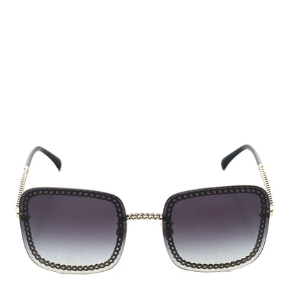 Chanel Metal Removable Chain Square Sunglasses 4244 Black 2 of 7
