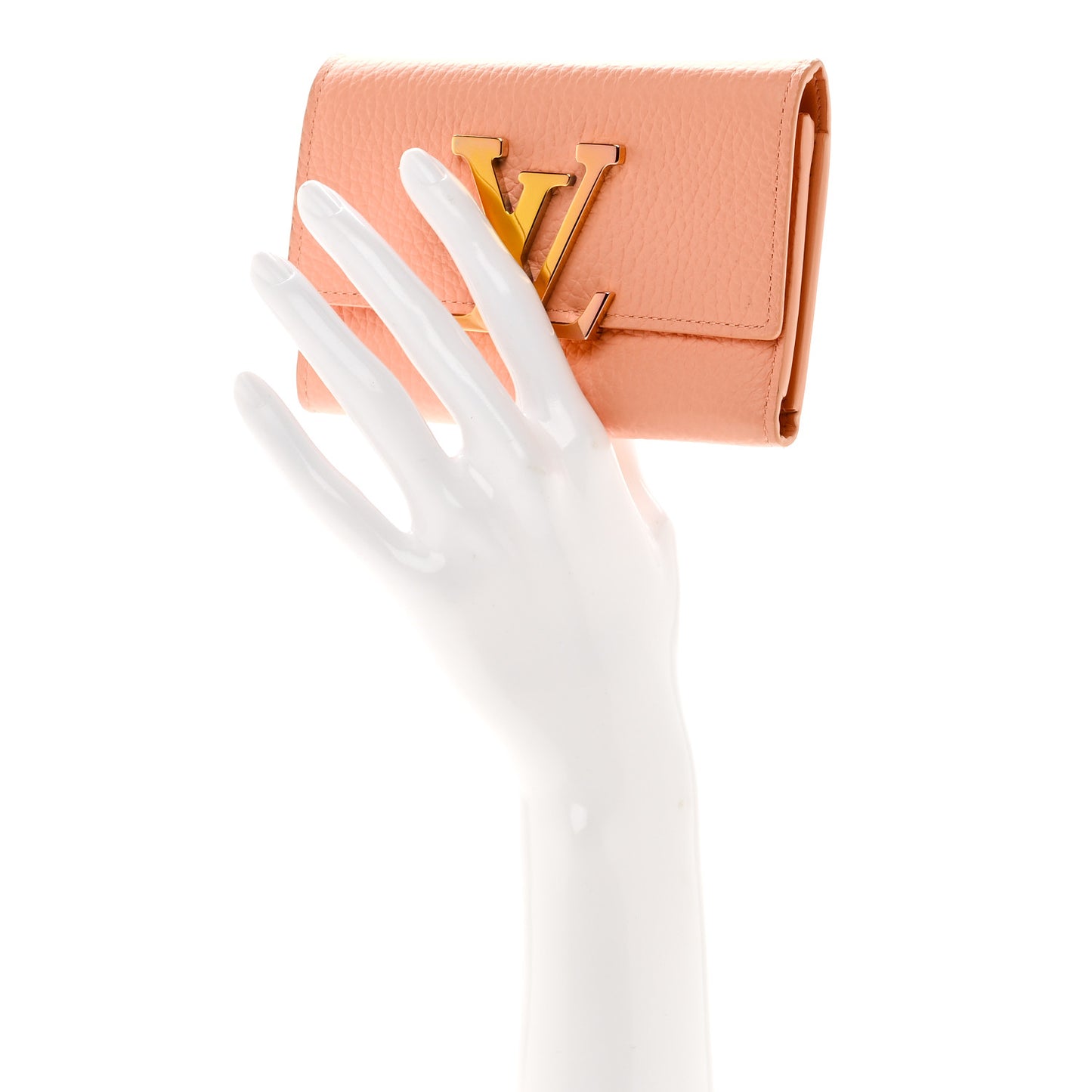 Taurillon Capucines Compact Maxi Wallet Apricot Orange