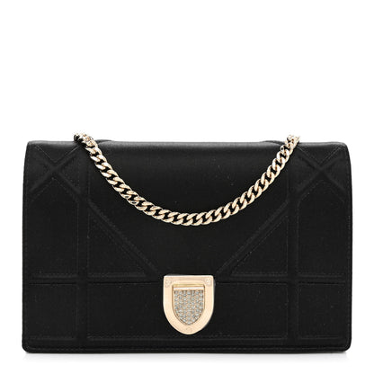 Christian Dior Satin Diorama Wallet on Chain Pouch Black 1 of 11