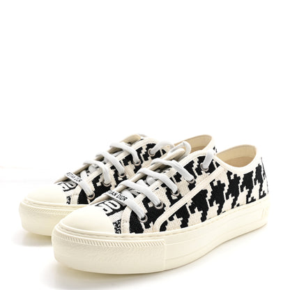 Christian Dior Canvas Macro Houndstooth Embroidered Womens Walk'N'Dior Low Top Sneakers 37.5 White Black 3 of 9