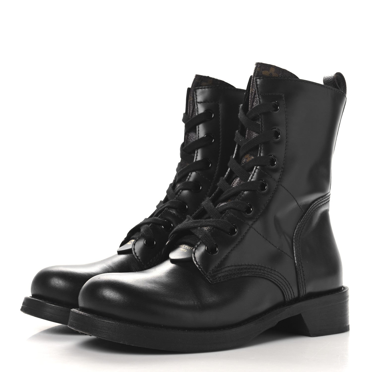Louis Vuitton Calfskin Monogram Metropolis Flat Ranger Boots 39 Black 4 of 9