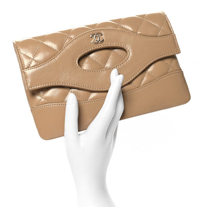Chanel Shiny Lambskin Quilted 31 Clutch Beige 2 of 11