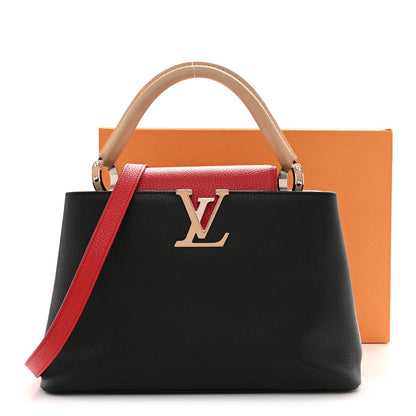 Louis Vuitton Taurillon Capucines MM Black Beige Red 12 of 12