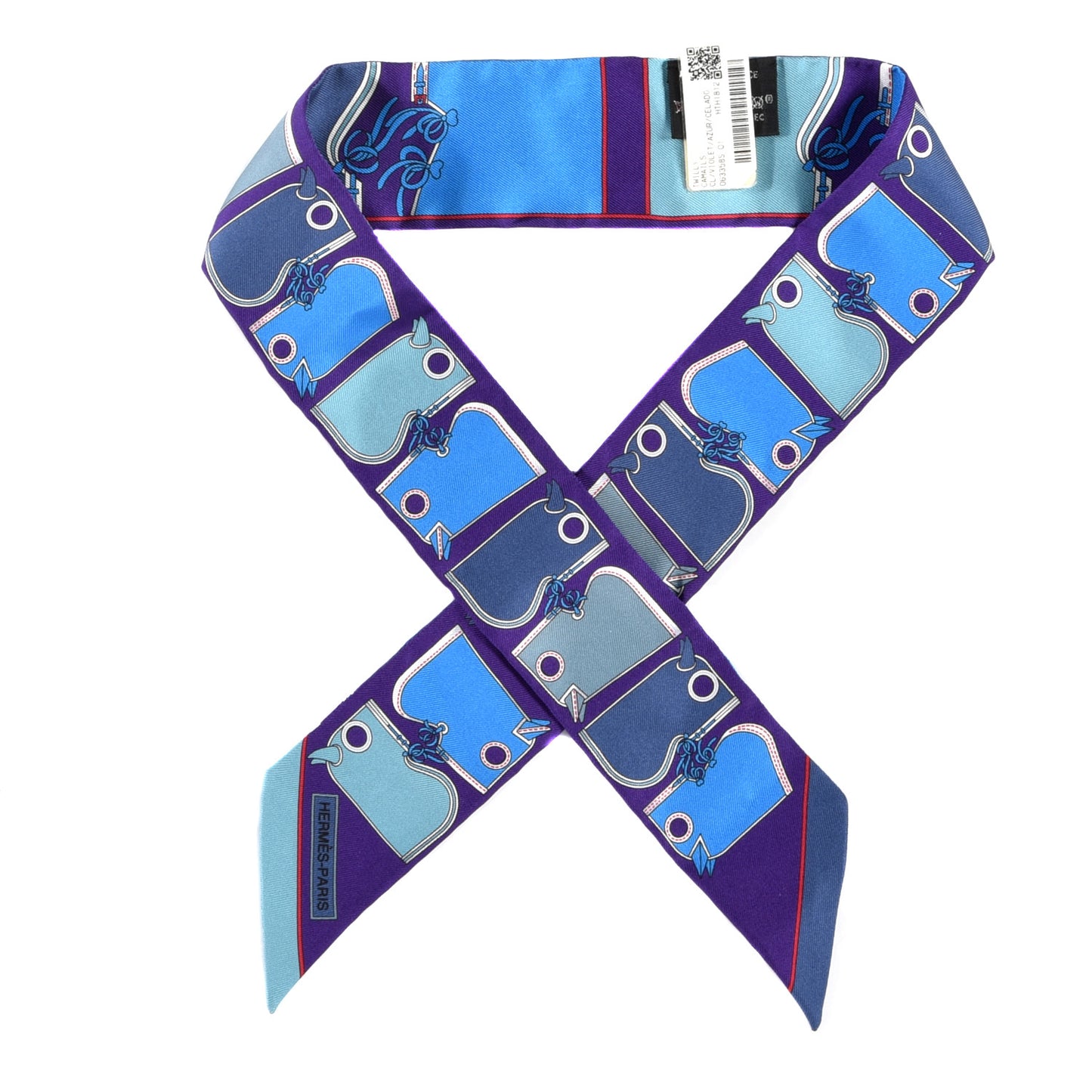 Silk Camails Twilly Scarf Violet Azure Celado