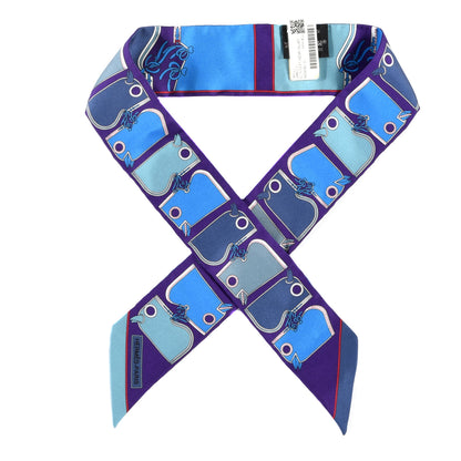 Hermes Silk Camails Twilly Scarf Violet Azure Celado 1 of 3