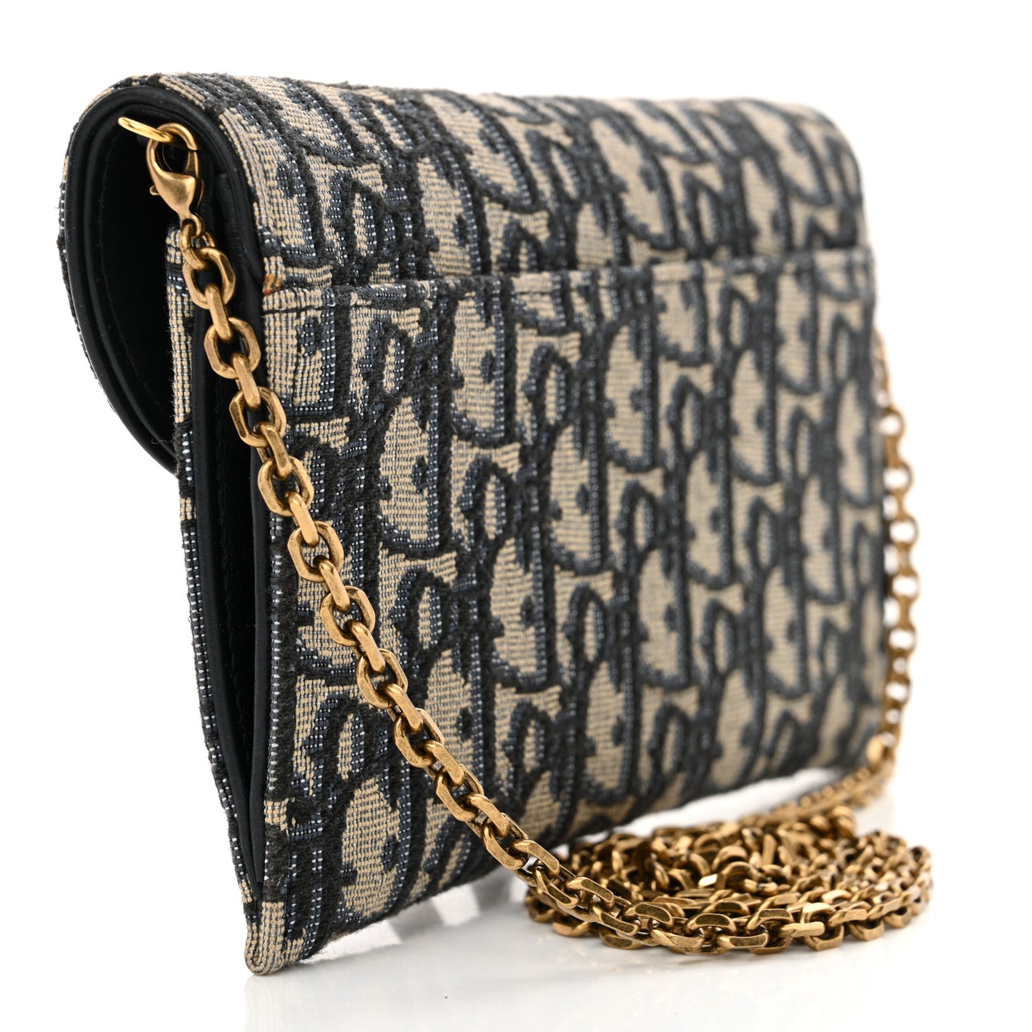 Oblique Saddle Chain Long Wallet Blue