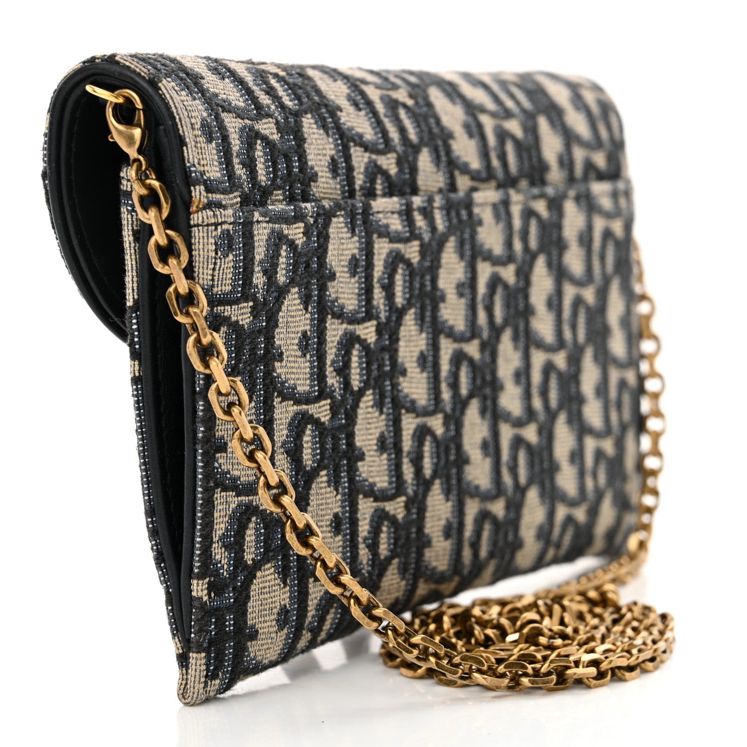 Christian Dior Oblique Saddle Chain Long Wallet Blue 4 of 14