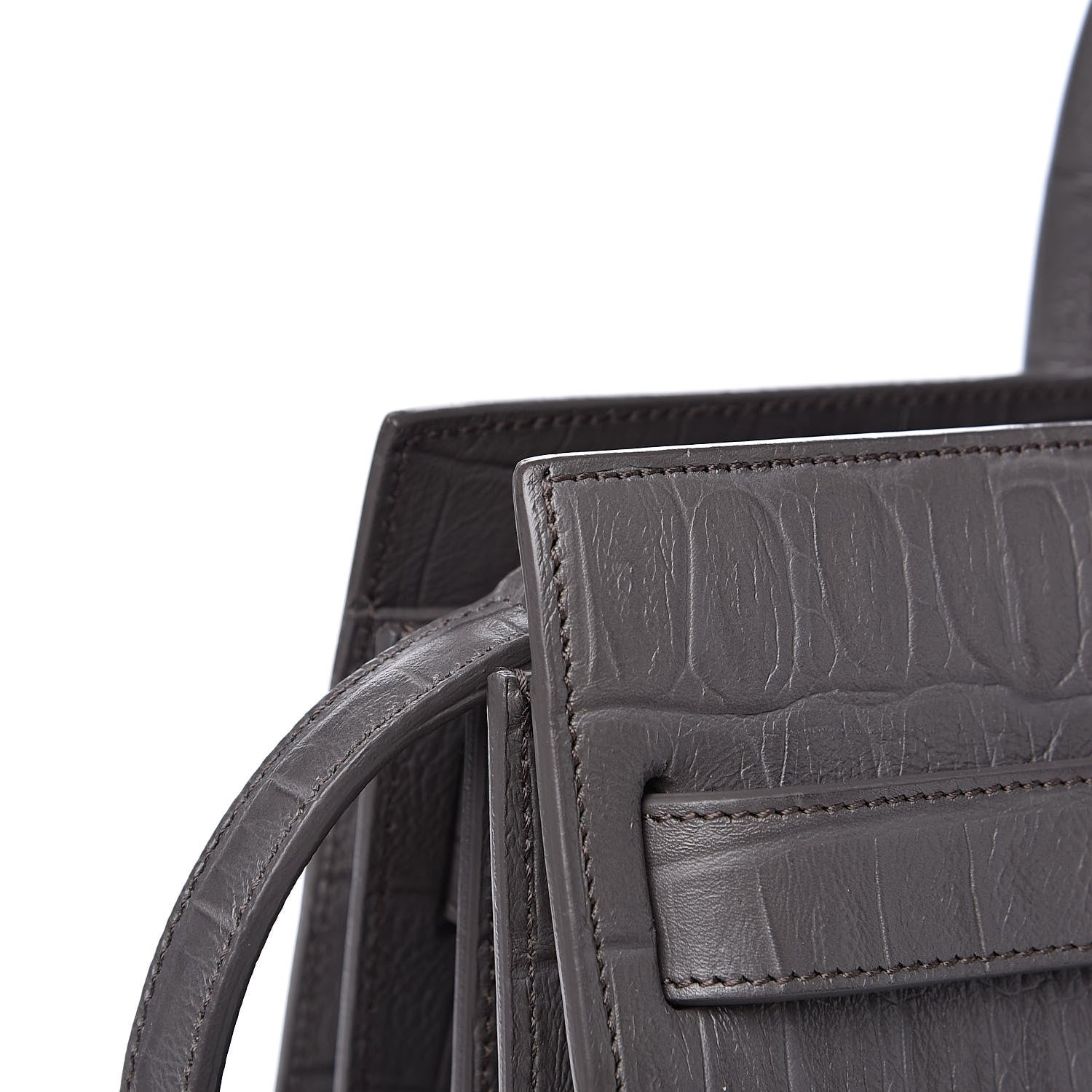 Saint Laurent Calfskin Crocodile Embossed Small Sac De Jour Fog 12 of 13