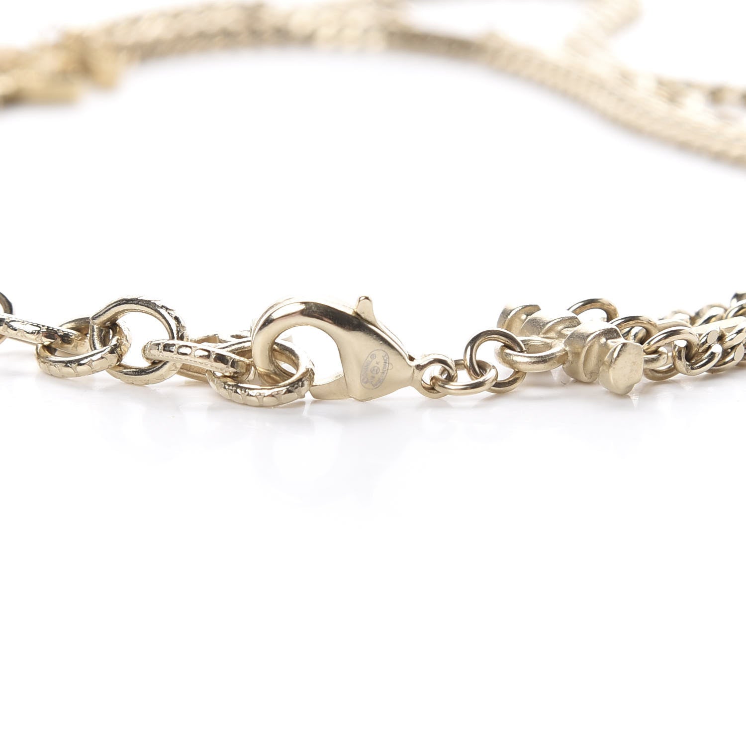 Chanel Baguette Crystal Gripoix Poured Glass CC Multi Strand Chain Necklace Light Gold 4 of 5