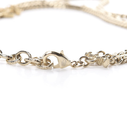 Chanel Baguette Crystal Gripoix Poured Glass CC Multi Strand Chain Necklace Light Gold 4 of 5