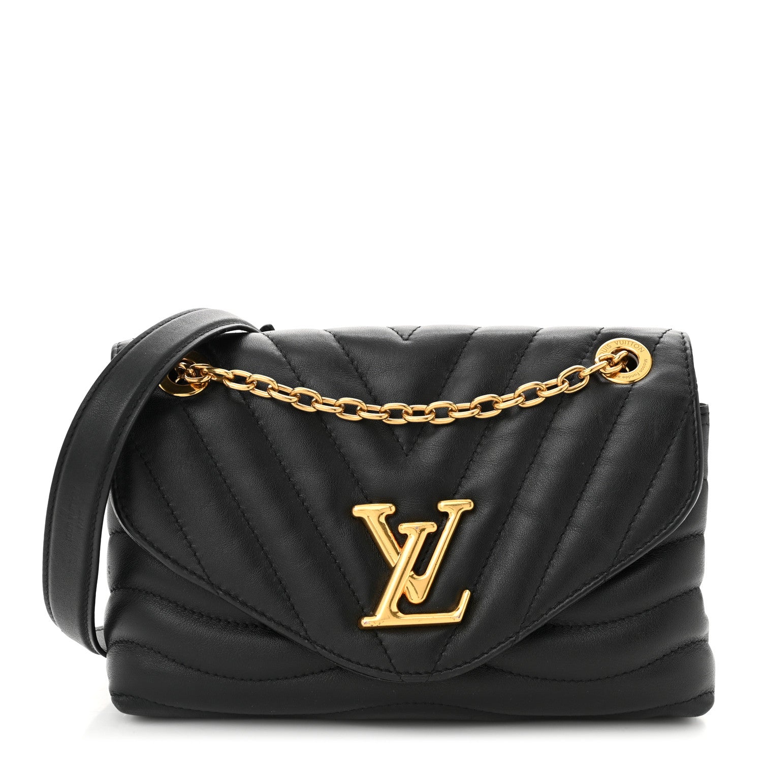 Louis Vuitton Calfskin New Wave Chain Bag MM NM Black 1 of 11