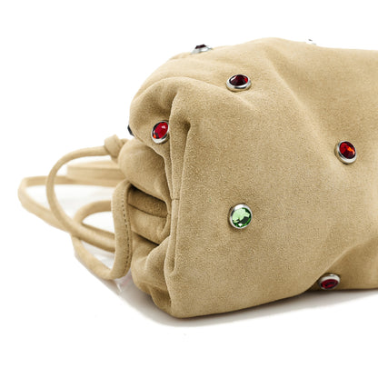 Bottega Veneta Suede Crystal Embellished The Mini Pouch Brown 9 of 10