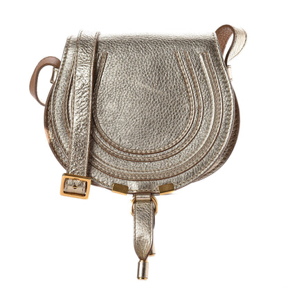 Chloe Metallic Calfskin Mini Marcie Round Crossbody Bag Gold 1 of 13
