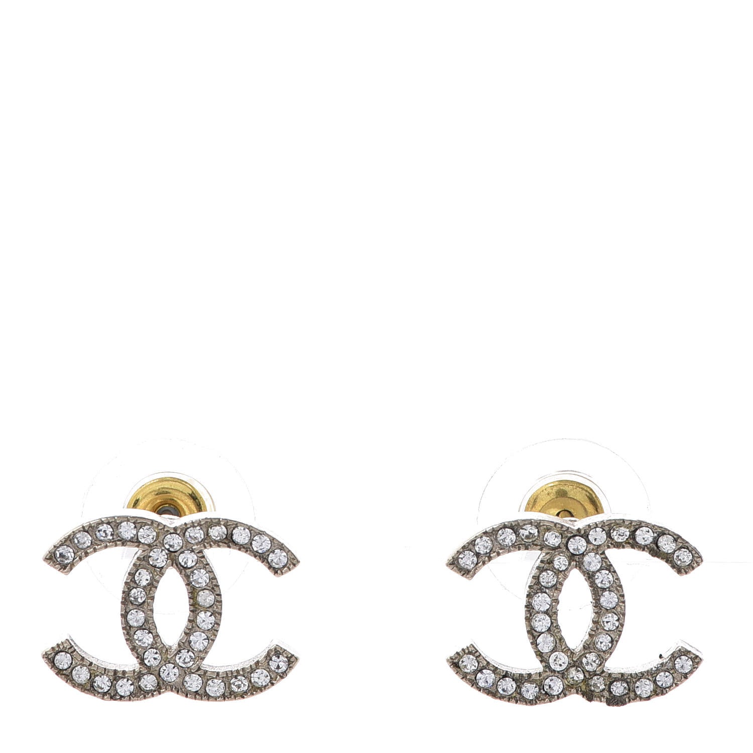 Chanel Crystal CC Earrings Light Gold 1 of 4