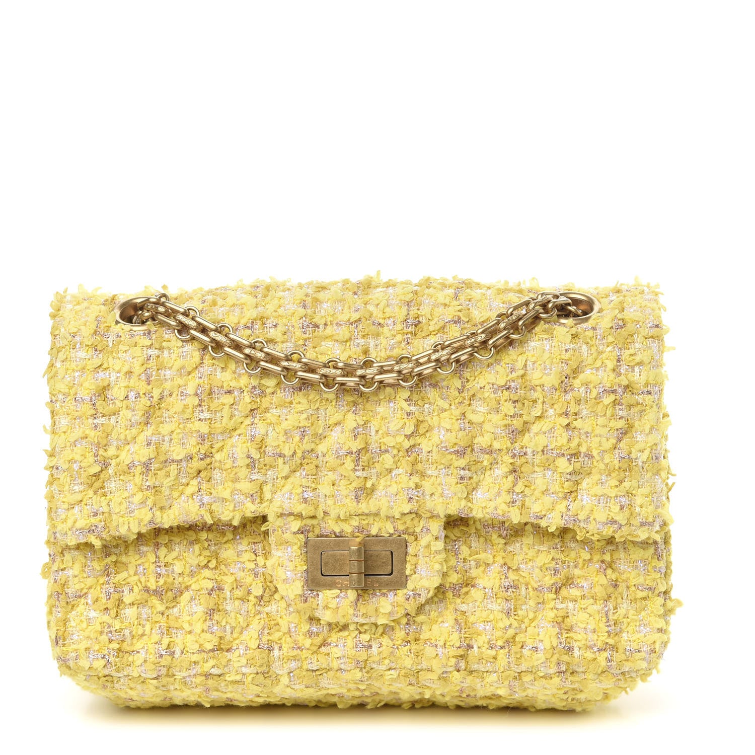 Chanel Tweed Quilted 2.55 Reissue Mini Flap Yellow 1 of 10