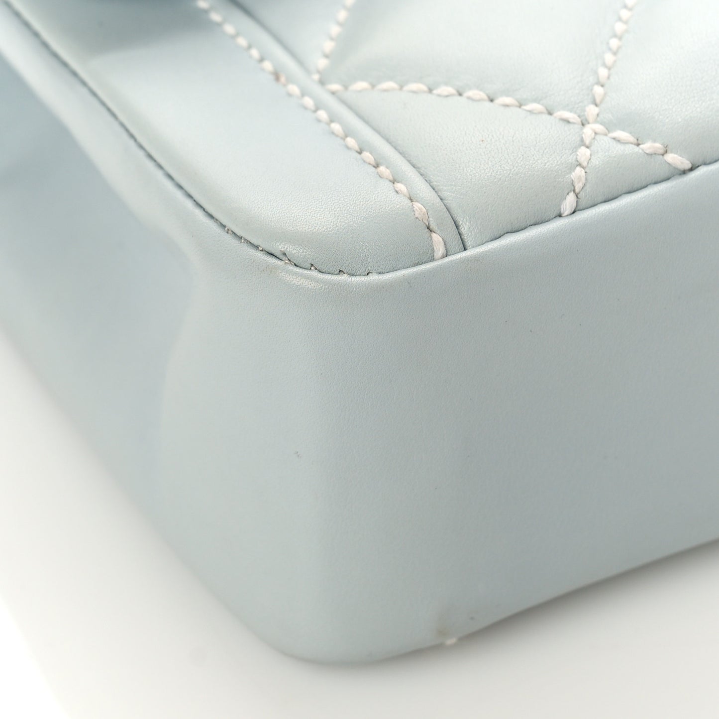 Calfskin Quilted Wild Stitch Flap Light Blue