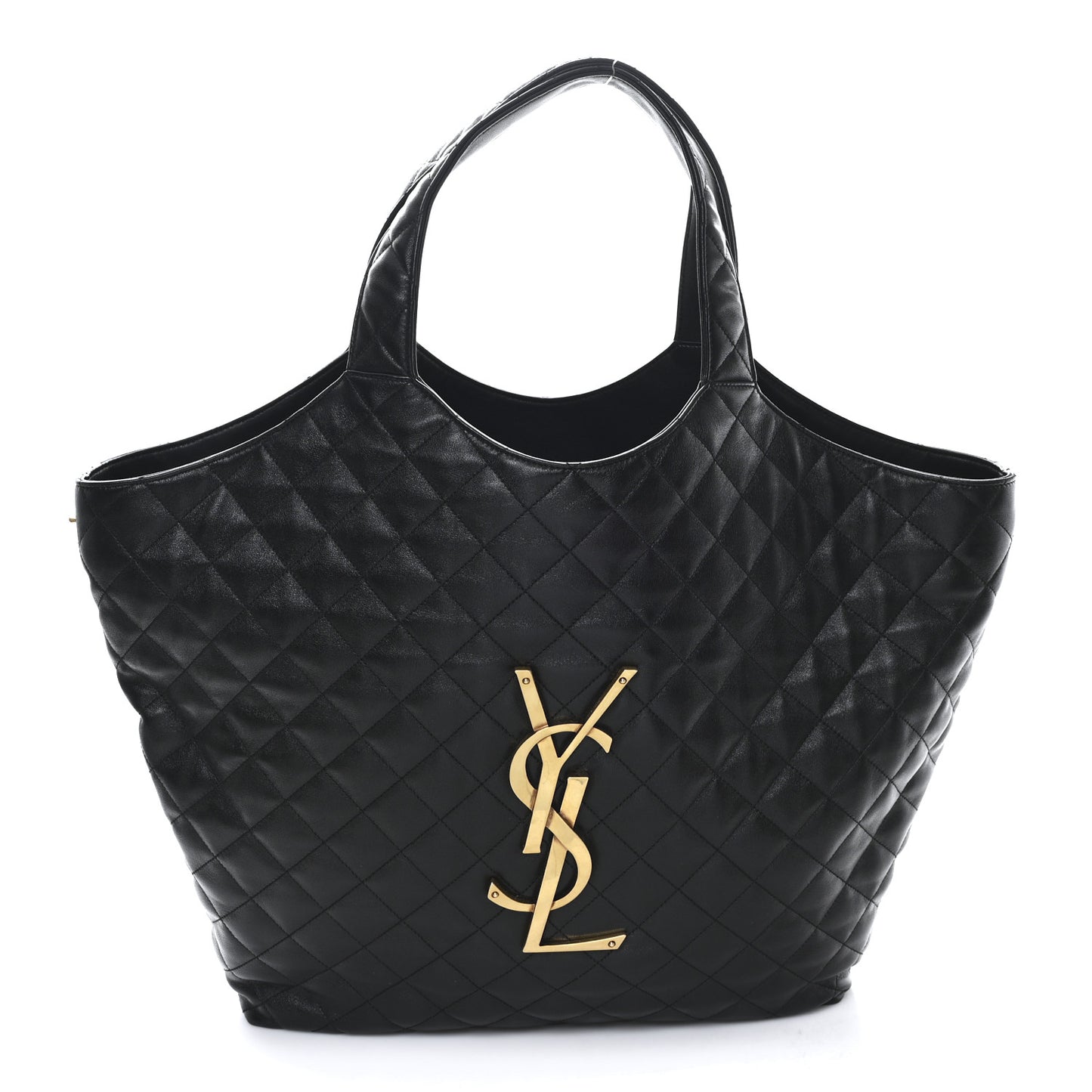 Lambskin Quilted Maxi Icare Shopping Tote Black