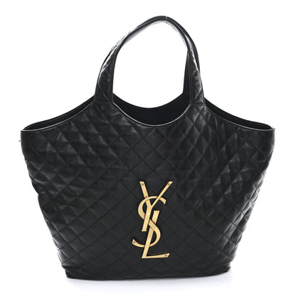 Saint Laurent Lambskin Quilted Maxi Icare Shopping Tote Black 1 of 11