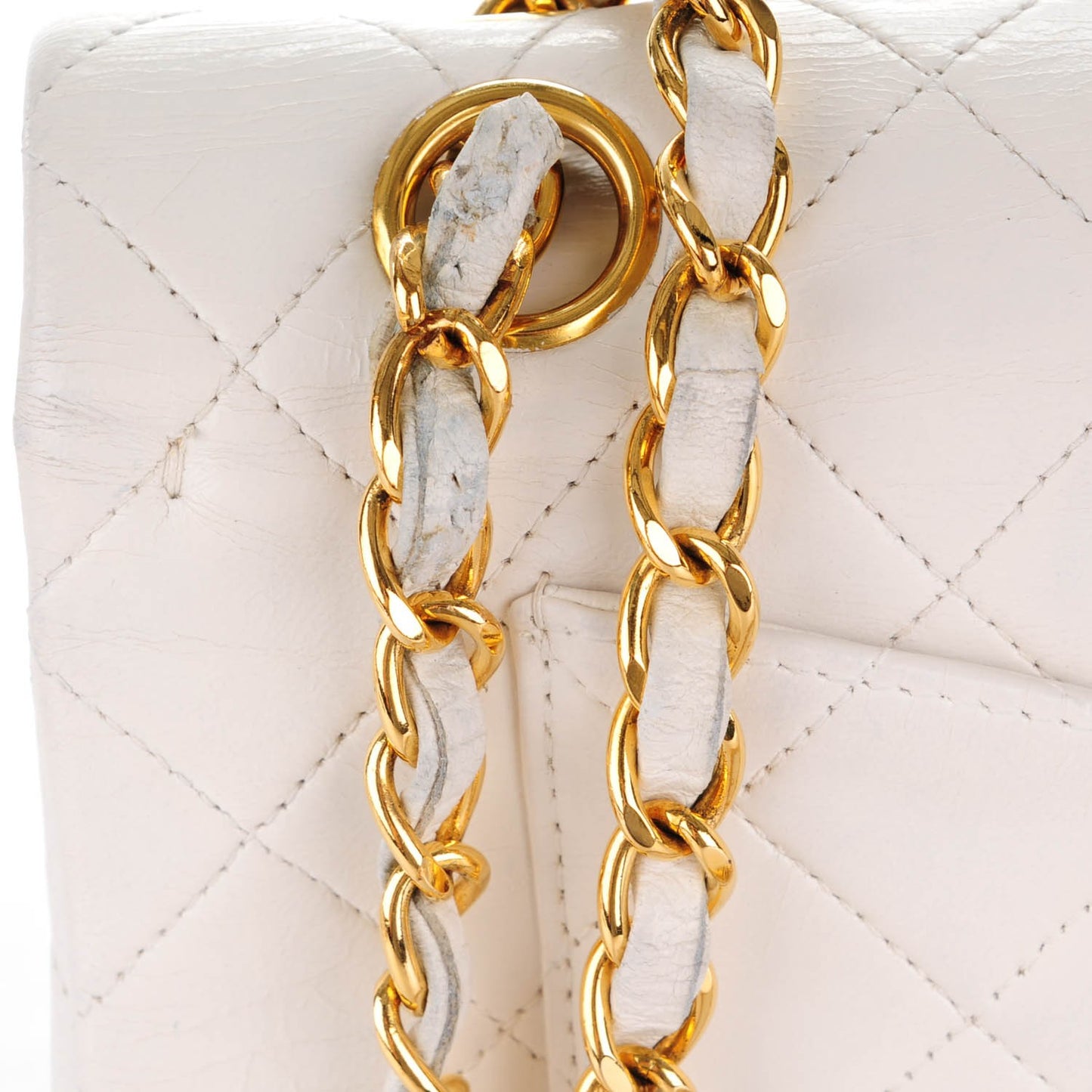Lambskin Quilted Small Double Flap White