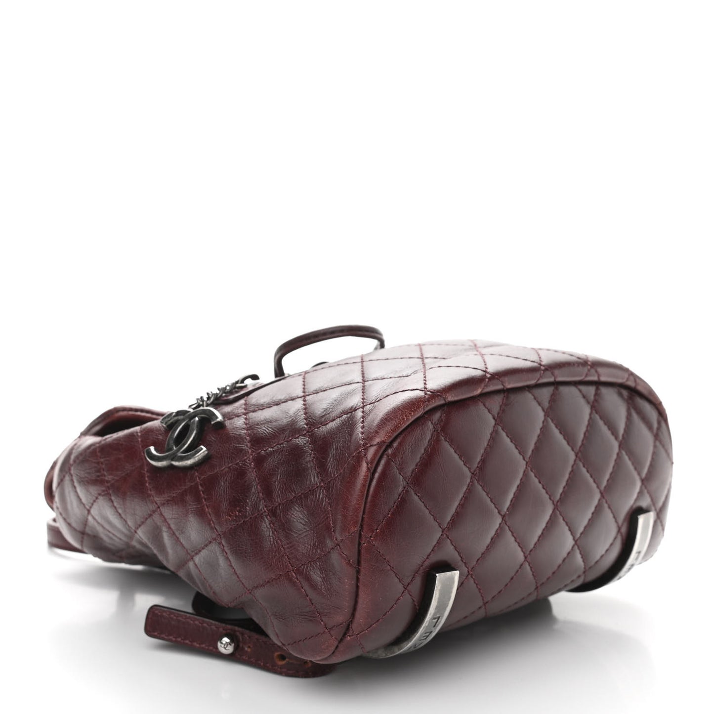 Glazed Calfskin Quilted Small Salzburg Backpack Burgundy