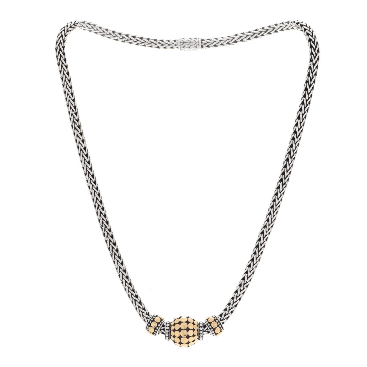 Sterling Silver 18K Yellow Gold Dot Classic Chain Necklace