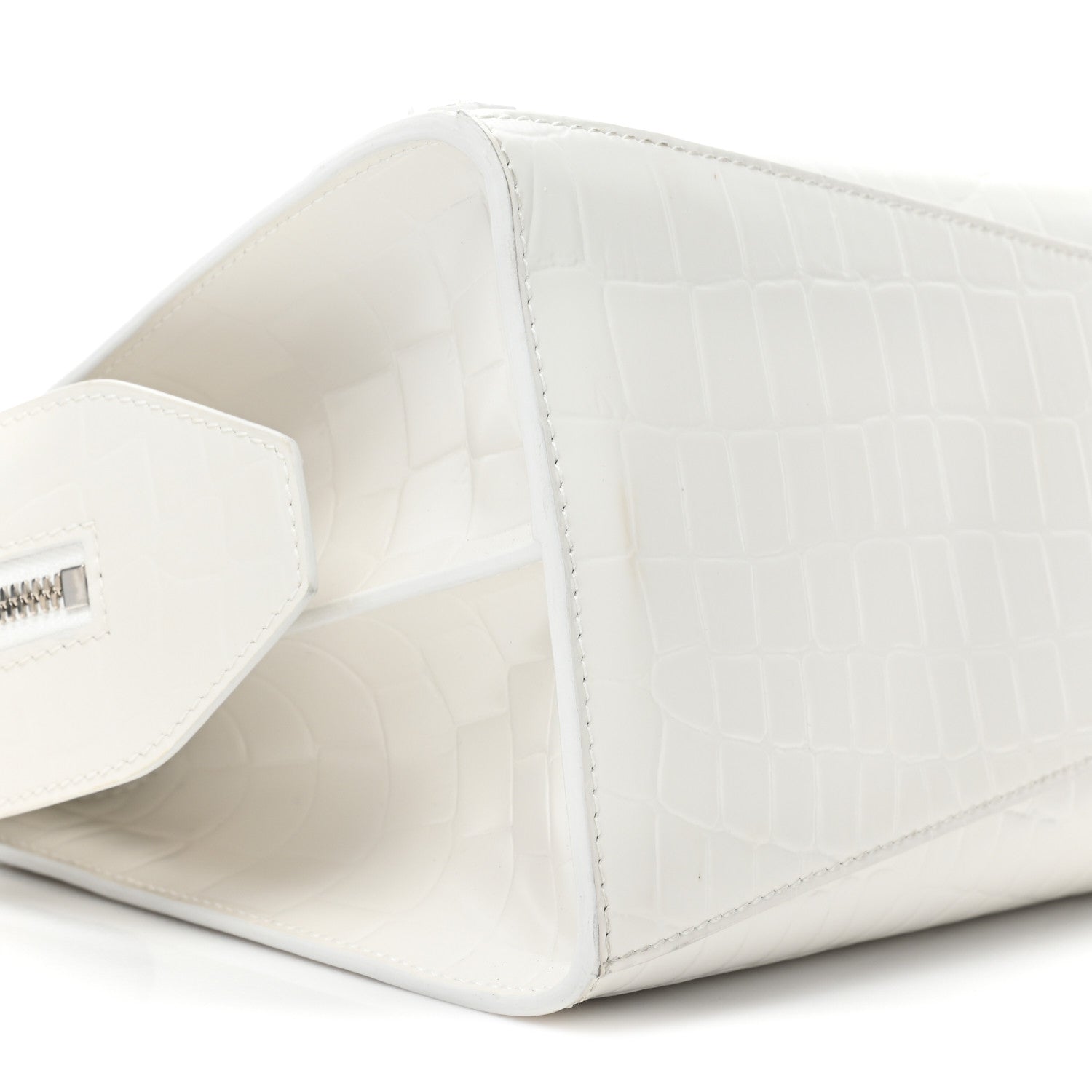 Balenciaga Semi Shiny Calfskin Crocodile Embossed Neo Classic Silver Hardware S City White 9 of 14