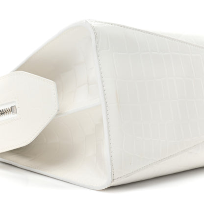 Balenciaga Semi Shiny Calfskin Crocodile Embossed Neo Classic Silver Hardware S City White 9 of 14