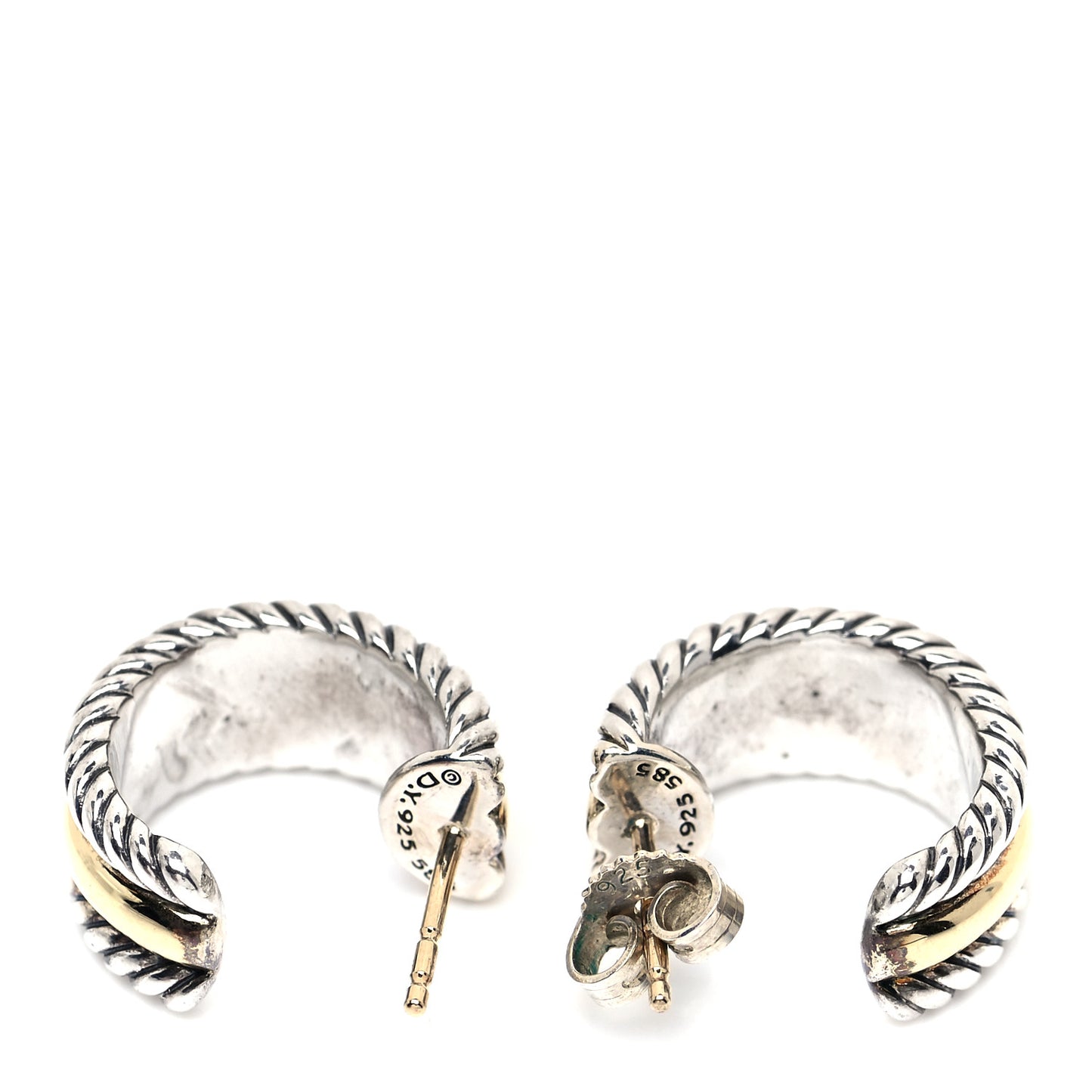 Sterling Silver 14K Yellow Gold 16mm Cable Classics Hoop Earrings