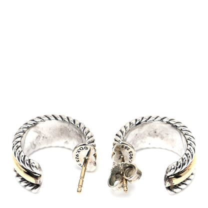 David Yurman Sterling Silver 14K Yellow Gold 16mm Cable Classics Hoop Earrings 3 of 4