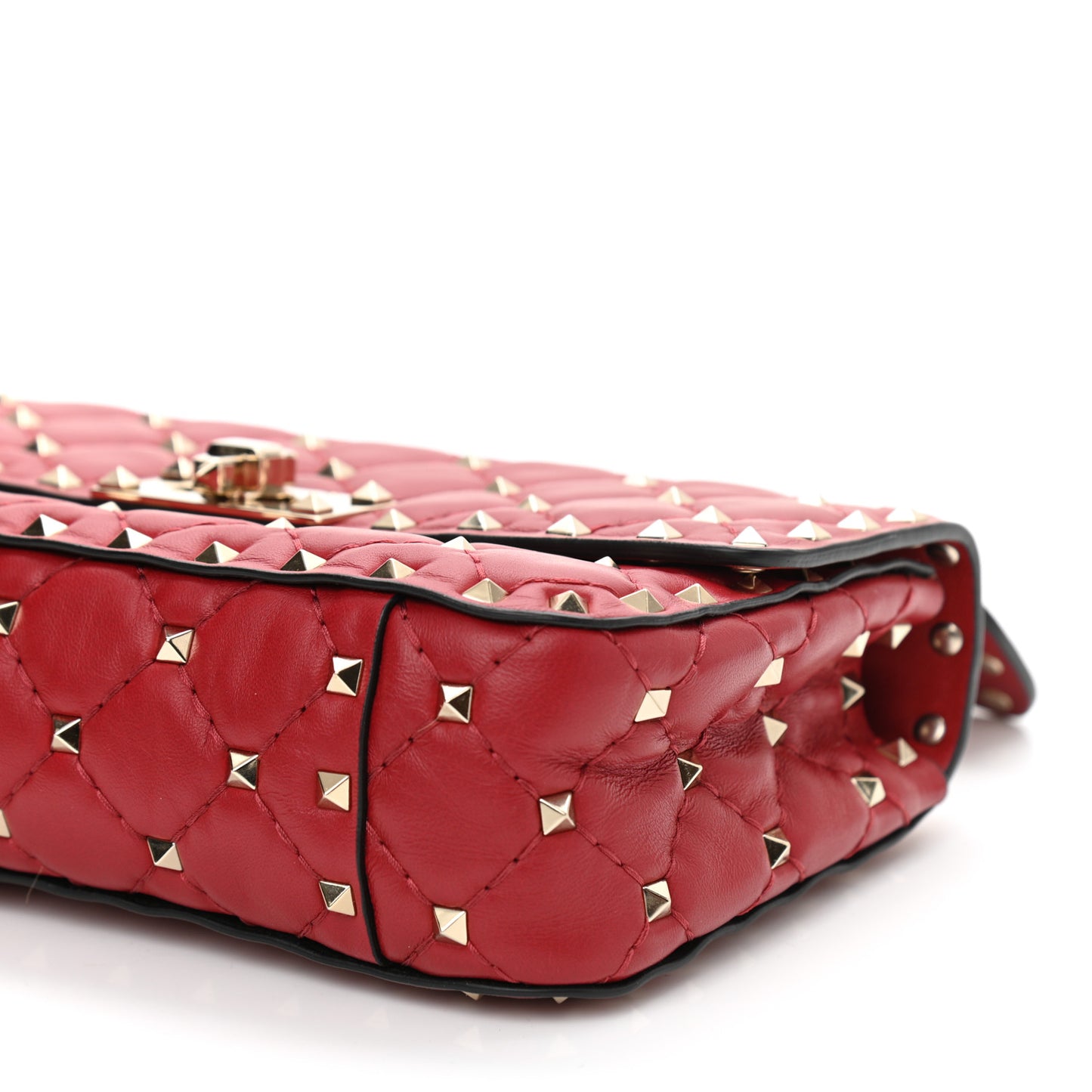 Nappa Small Rockstud Spike Shoulder Bag Rosso Valentino