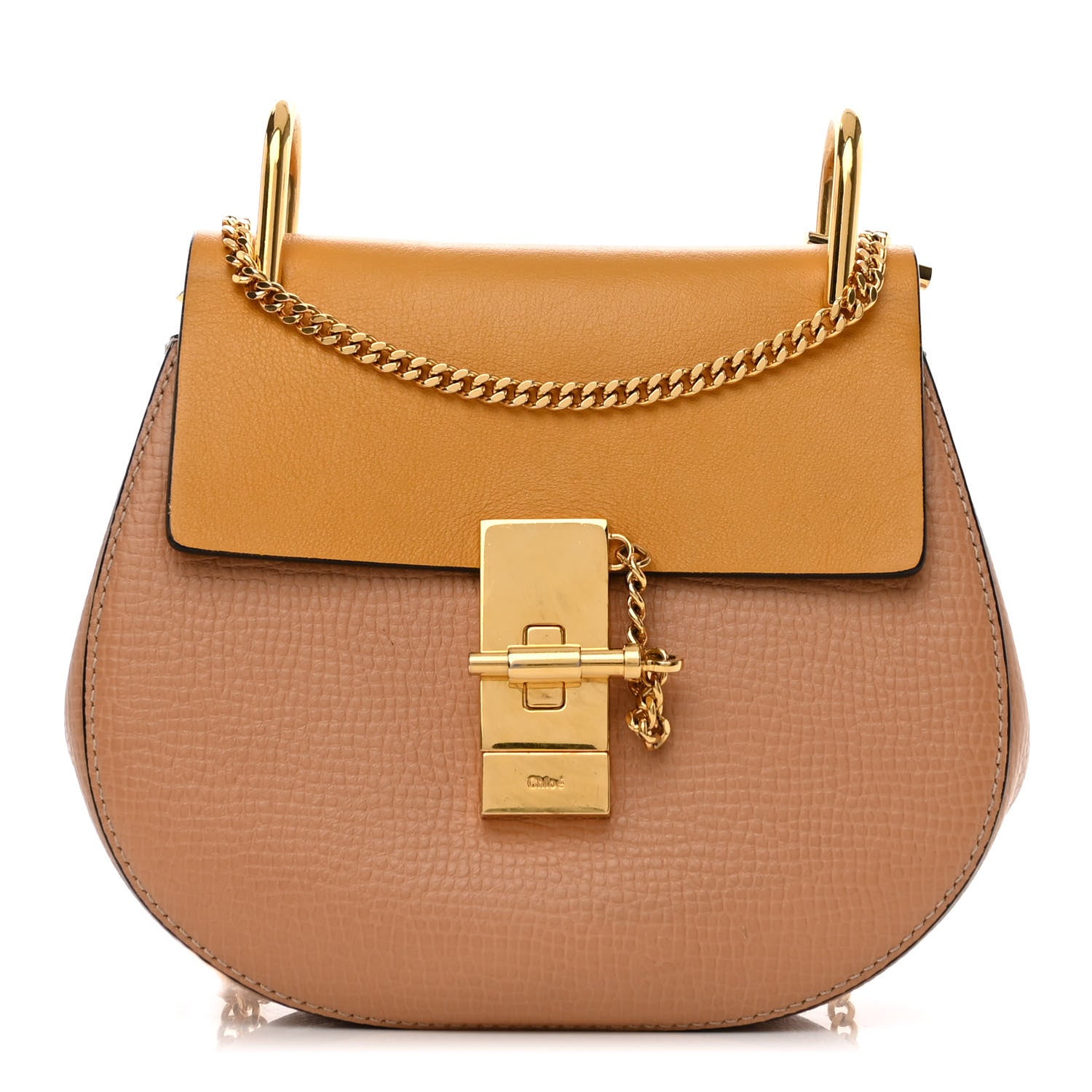 Chloe Grained Calfskin Lambskin Mini Drew Shoulder Bag Wet Sand Sunflower 1 of 11