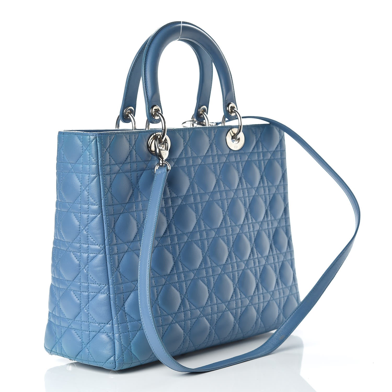 Christian Dior Lambskin Cannage Large Lady Dior Denim 3 of 18
