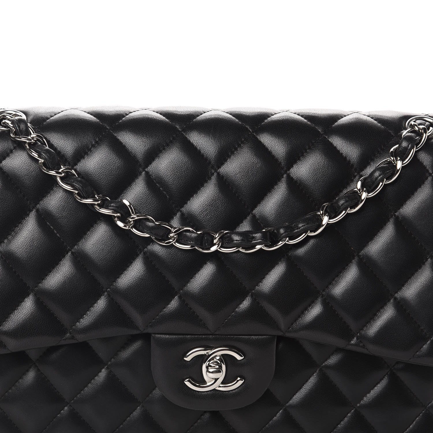 Chanel Lambskin Quilted Jumbo Double Flap Black 11 of 12