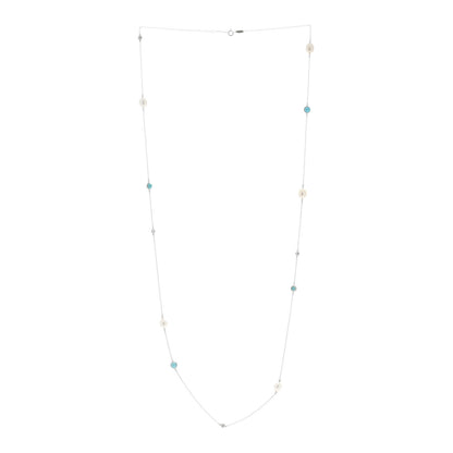 Tiffany Sterling Silver Diamond Pearl Turquoise Elsa Peretti Color By The Yard Sprinkle Necklace 2 of 5