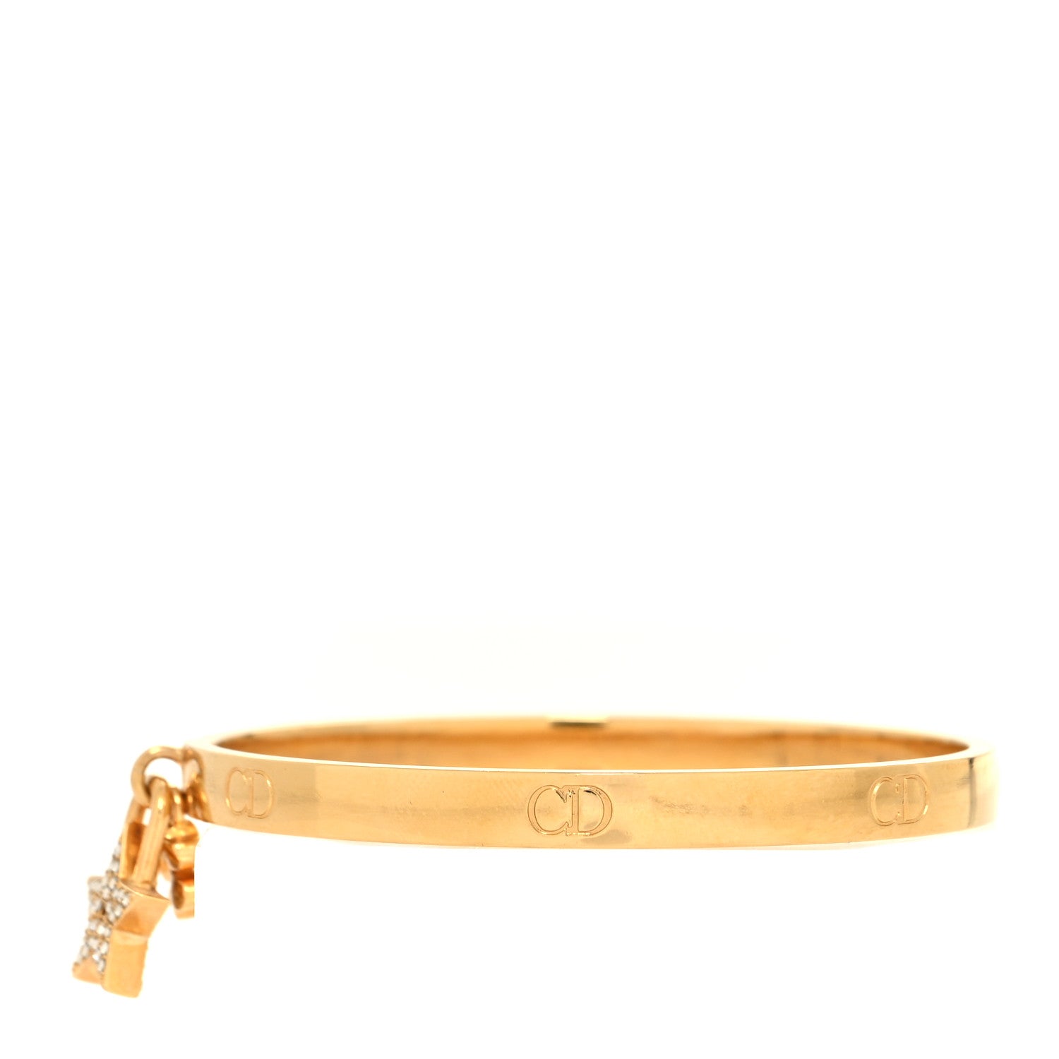 Christian Dior Metal Crystal Lucky Locket Star Bracelet Gold 3 of 6
