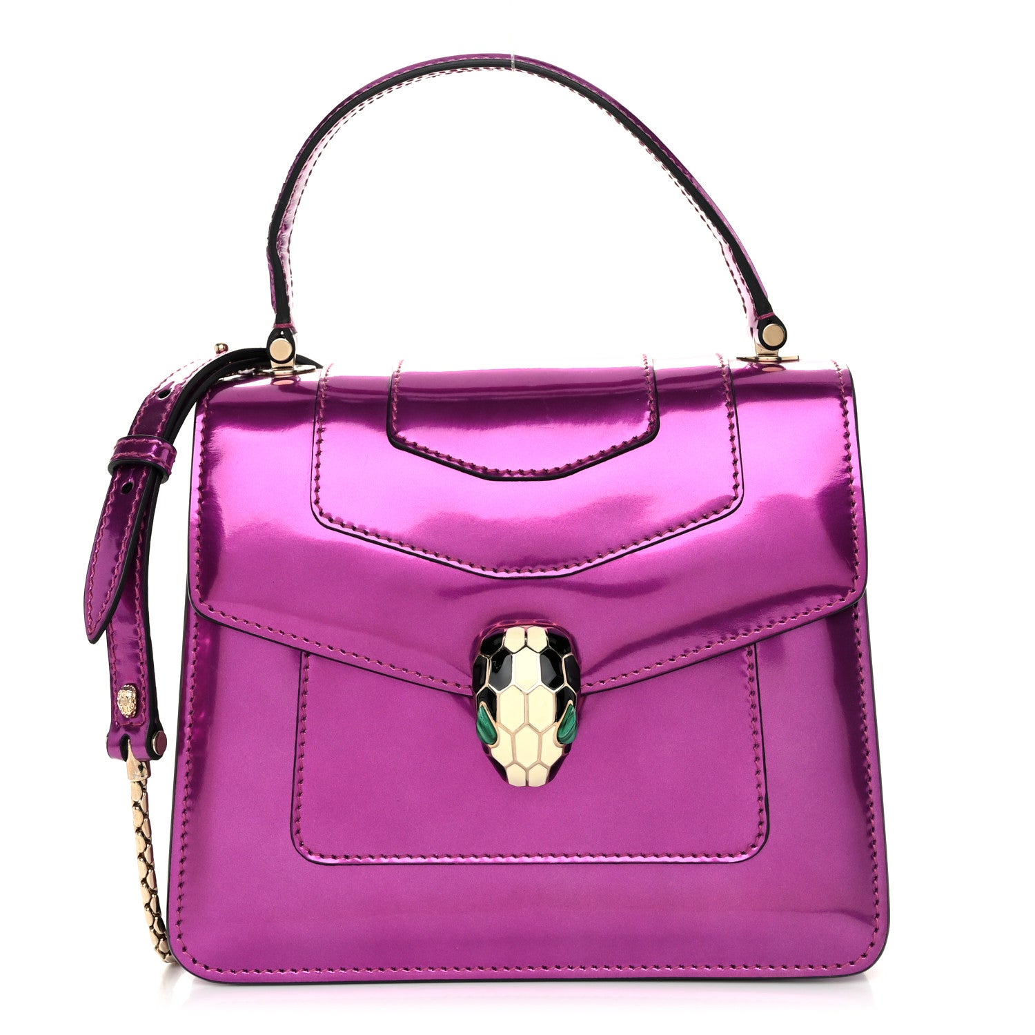 Bulgari Metallic Calfskin Serpenti Forever Top Handle Amethyst 1 of 9