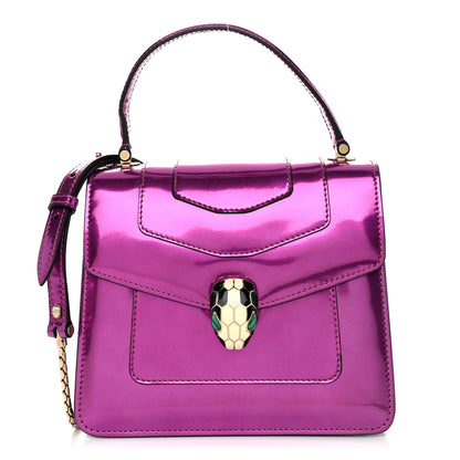 Bulgari Metallic Calfskin Serpenti Forever Top Handle Amethyst 1 of 9