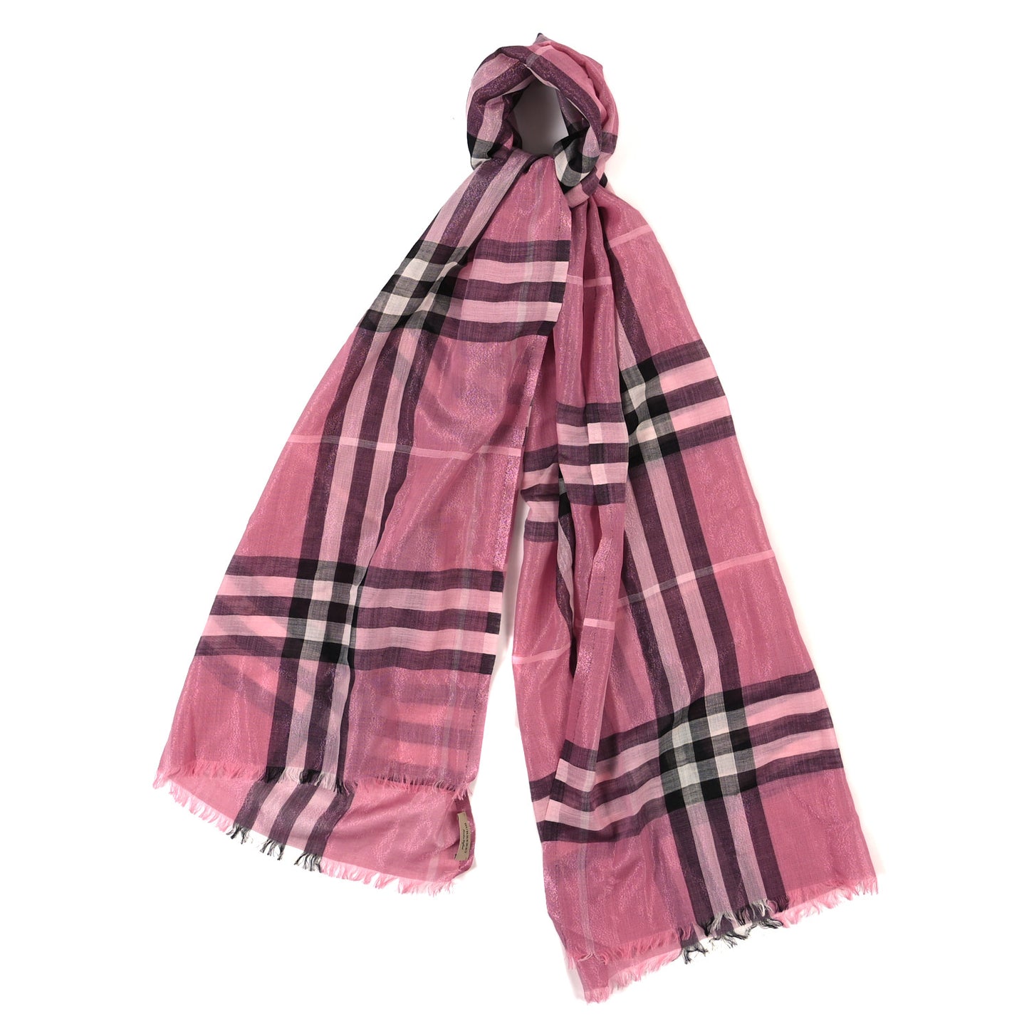 Silk Wool Metallic Check Scarf Ash Rose Silver