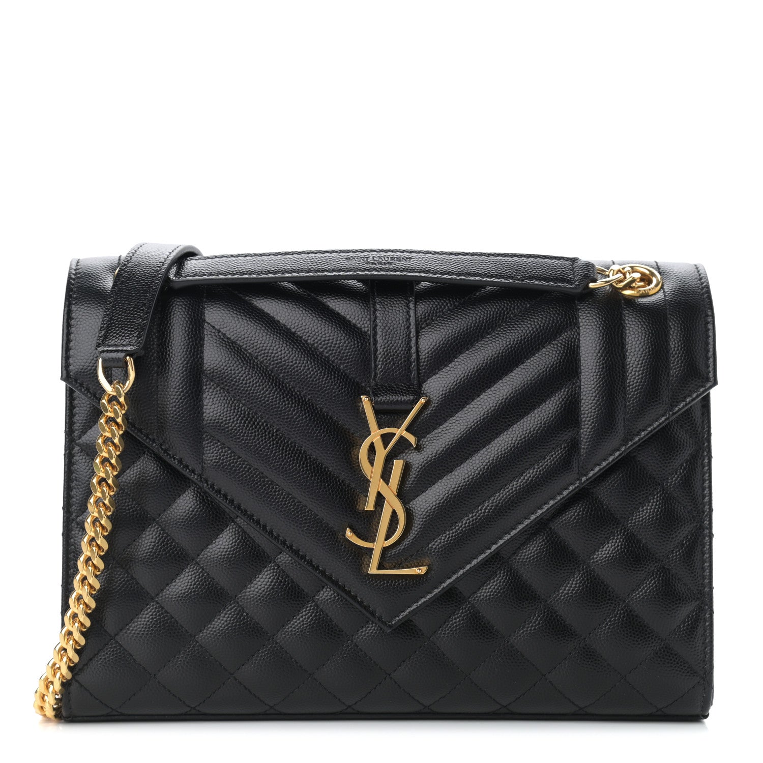 Saint Laurent Grain De Poudre Textured Mixed Matelasse Triquilt Medium Monogram Satchel Black 1 of 12