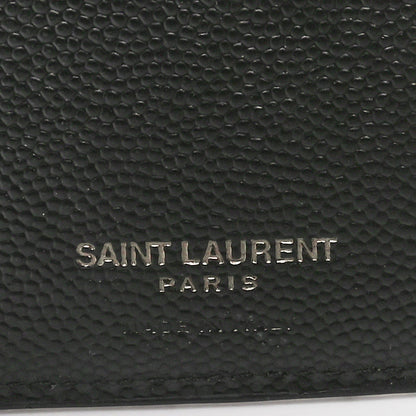 Saint Laurent Grain De Poudre Matelasse Chevron Monogram Monochrome Zipped Two-Part Wallet Black 7 of 9