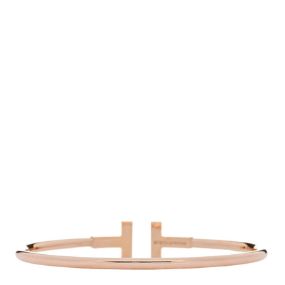 Tiffany 18K Rose Gold Diamond T Wire Bracelet 2 of 4
