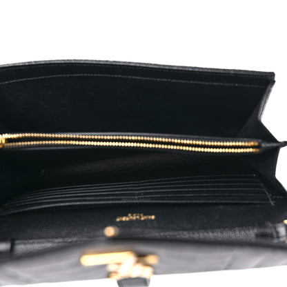 Saint Laurent Grain De Poudre Mixed Matelasse Triquilt Monogram Chain Wallet Black 5 of 8