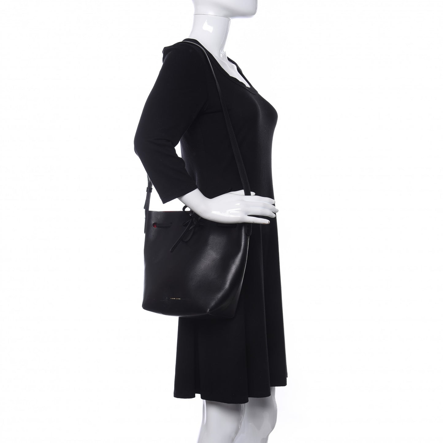 Calfskin Mini Bucket Bag Black Flamma
