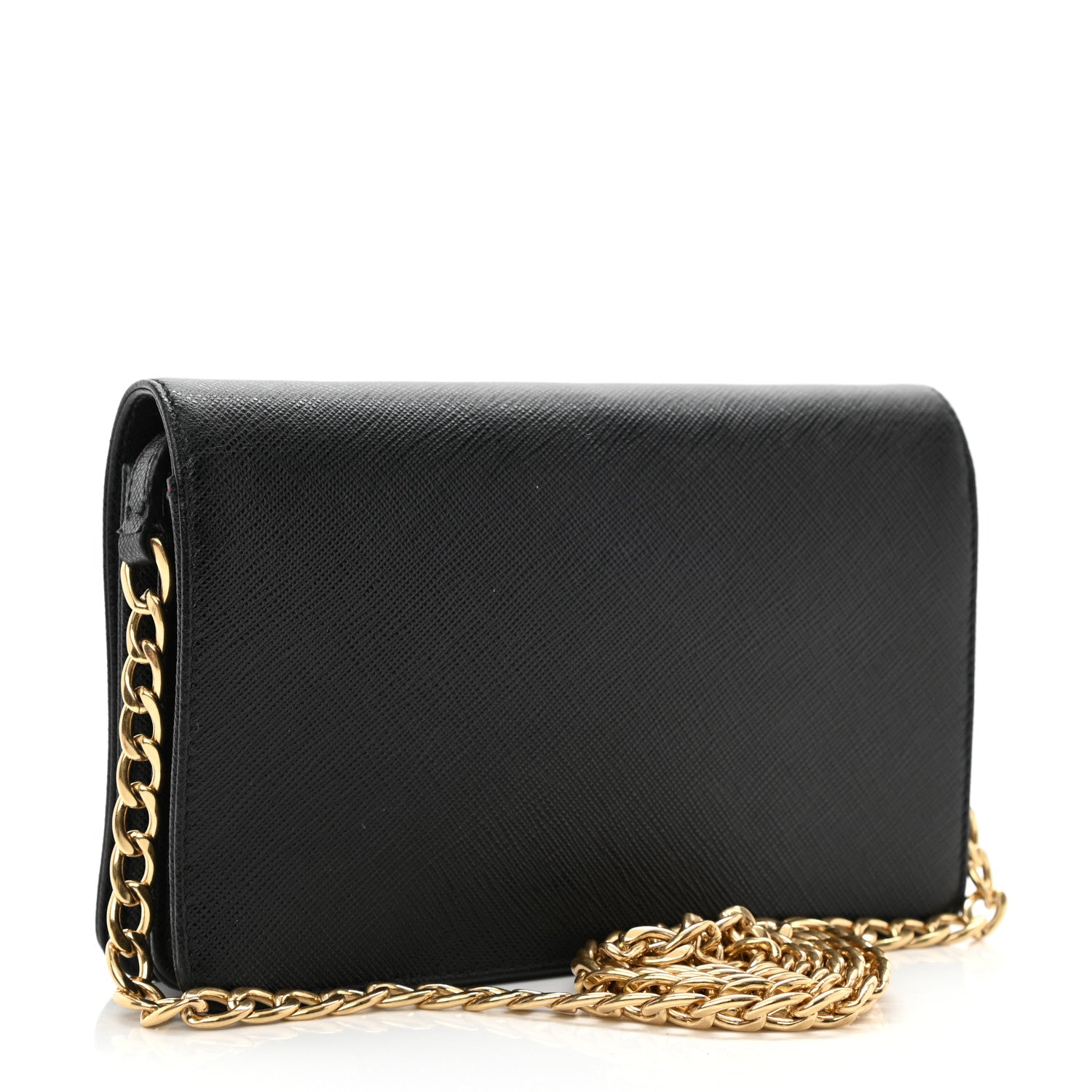 Prada Saffiano Chain Wallet Black 3 of 9