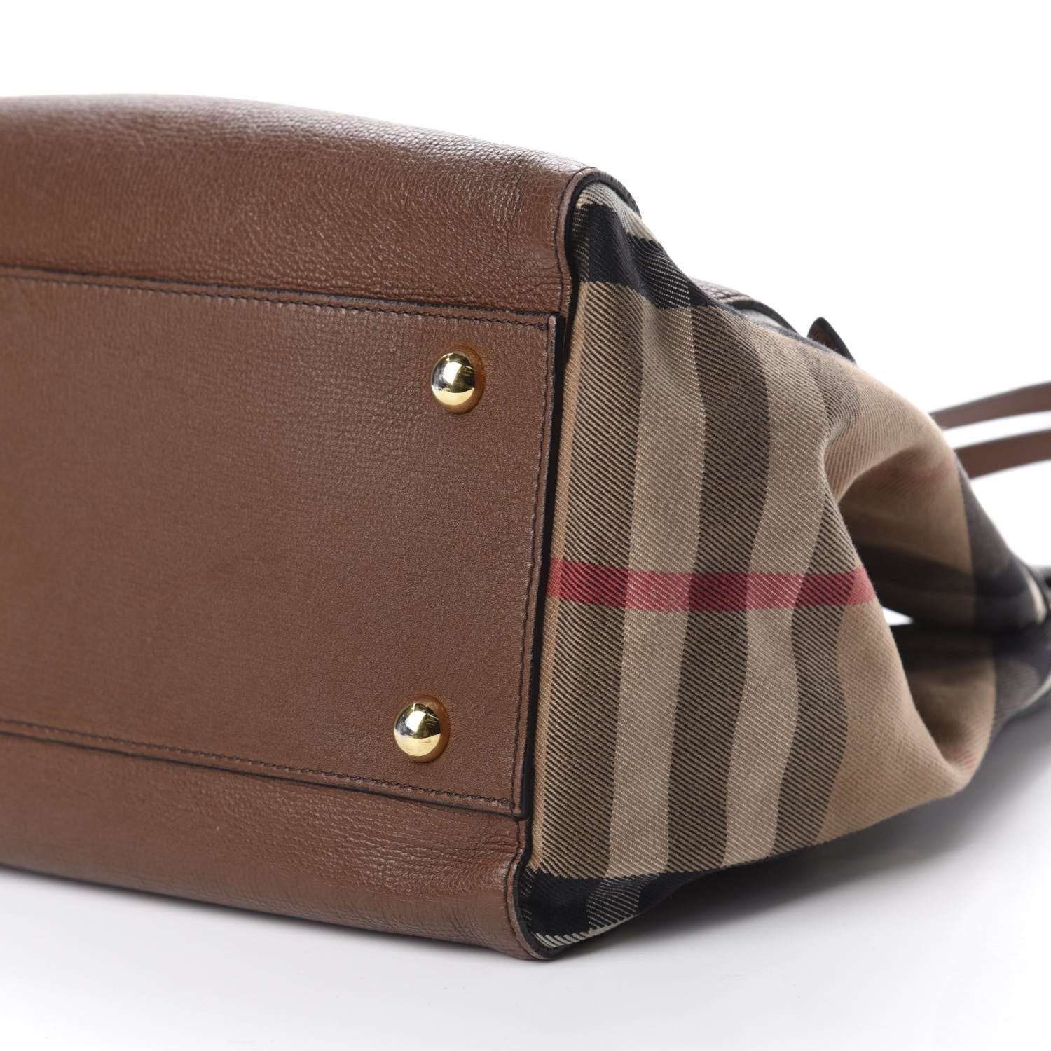 Burberry Grainy Calfskin House Check Small Canterbury Tote Tan 8 of 11