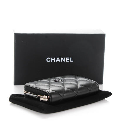 Chanel Lambskin Quilted Zip Coin Purse Black 4 of 7